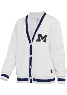 Pressbox Michigan Wolverines Womens Ivory Watertown Long Sleeve Cardigan