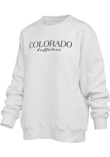 Pressbox Colorado Buffaloes Womens Ivory Champagne Brandberg Crew Sweatshirt