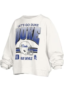 Pressbox Duke Blue Devils Womens White Sheffield Crew Sweatshirt
