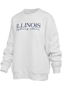Pressbox Illinois Fighting Illini Womens Ivory Champagne Brandberg Crew Sweatshirt