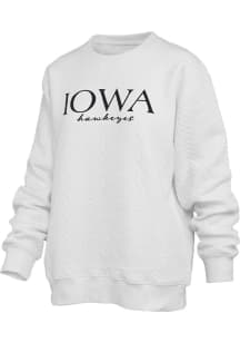 Pressbox Iowa Hawkeyes Womens Ivory Champagne Brandberg Crew Sweatshirt