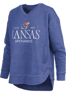 Pressbox Kansas Jayhawks Womens Blue Silverton Crew Sweatshirt