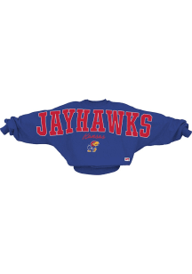 Pressbox Kansas Jayhawks Womens Blue Flannigan Crew Sweatshirt