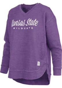 Pressbox K-State Wildcats Womens Purple East Hall Crew Sweatshirt