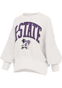 Pressbox K-State Wildcats Womens Ivory New Zeland Everly Crew Sweatshirt