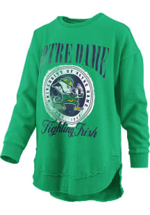 Pressbox Notre Dame Fighting Irish Womens Kelly Green Melange Poncho Crew Sweatshirt