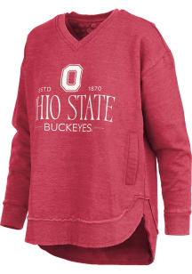 Pressbox Ohio State Buckeyes Womens Red Silverton Crew Sweatshirt