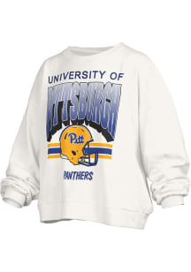 Pressbox Pitt Panthers Womens White Sheffield Crew Sweatshirt