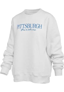 Pressbox Pitt Panthers Womens Ivory Champagne Brandberg Crew Sweatshirt