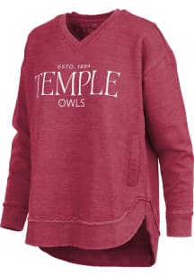 Pressbox Temple Owls Womens Crimson East Hall Crew Sweatshirt