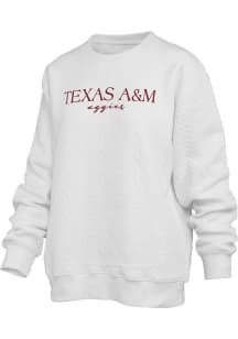 Pressbox Texas A&M Aggies Womens Ivory Champagne Brandberg Crew Sweatshirt