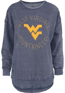 Pressbox West Virginia Mountaineers Womens Navy Blue Bakersfield Crew Sweatshirt