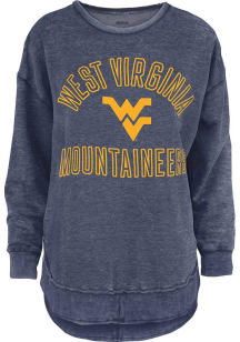 Pressbox West Virginia Mountaineers Womens Navy Blue Rockford Crew Sweatshirt