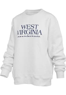 Pressbox West Virginia Mountaineers Womens Ivory Champagne Brandberg Crew Sweatshirt
