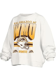 Pressbox Western Michigan Broncos Womens White Sheffield Crew Sweatshirt