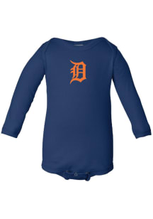 Detroit Tigers Baby Navy Blue Infant Long Sleeve Creeper Long Sleeve One Piece