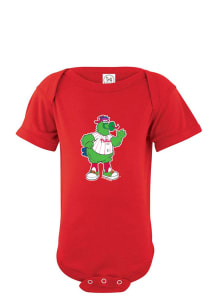 Soft As A Grape Phillie Phanatic Philadelphia Phillies Baby Red Phanatic Short Sleeve One Piece