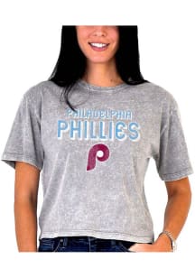 Philadelphia Phillies Womens Grey Mineral Style Short Sleeve T-Shirt