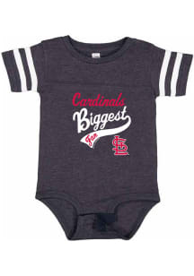 St Louis Cardinals Baby Navy Blue Biggest Fan Short Sleeve One Piece