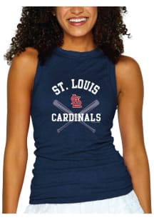 St Louis Cardinals Womens Navy Blue Gauze Tank Top