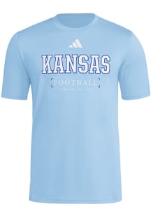 Adidas Kansas Jayhawks Light Blue Locker Practice Football Short Sleeve T Shirt