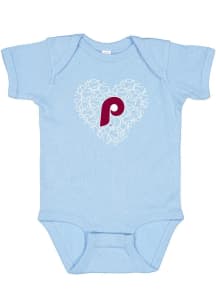 Philadelphia Phillies Baby Light Blue Baseball Heart Short Sleeve One Piece