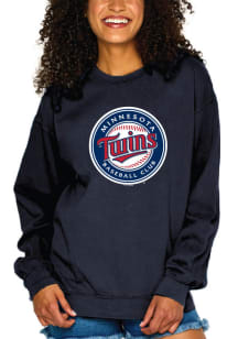 Minnesota Twins Womens Navy Blue Big Logo Crew Sweatshirt