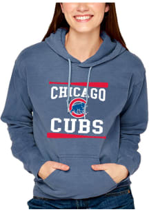 Chicago Cubs Womens Blue Soft Washed Hooded Sweatshirt