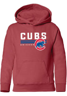 Chicago Cubs Youth Red Striped Wordmark Long Sleeve Hoodie
