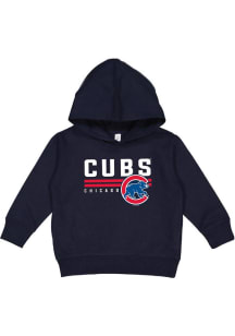 Chicago Cubs Toddler Navy Blue Striped Wordmark Long Sleeve Hooded Sweatshirt