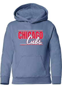 Chicago Cubs Girls Blue Wordmark Script Long Sleeve Hooded Sweatshirt