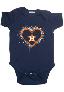 Houston Astros Baby Navy Blue Heart Shot Short Sleeve One Piece