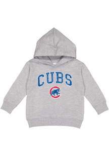 Chicago Cubs Toddler Grey Distressed Arched Wordmark Long Sleeve Hooded Sweatshirt