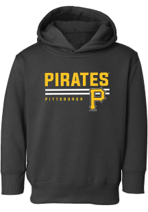 Pittsburgh Pirates Toddler Black Striped Wordmark Long Sleeve Hooded Sweatshirt