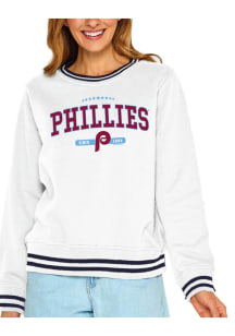 Philadelphia Phillies Womens White Varsity Crew Sweatshirt