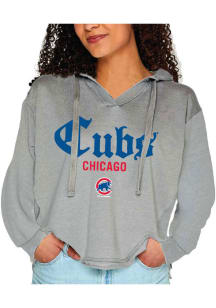 Chicago Cubs Womens Grey Burnout Hooded Sweatshirt