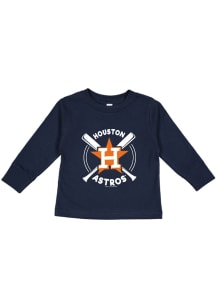 Houston Astros Toddler Navy Blue Swing Bats Long Sleeve T-Shirt