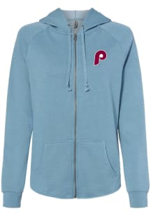 Philadelphia Phillies Womens Light Blue Pigment Dye Long Sleeve Full Zip Jacket