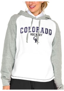 Colorado Rockies Womens White Raglan Hooded Sweatshirt