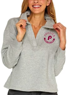 Philadelphia Phillies Womens Grey Collared LS Tee