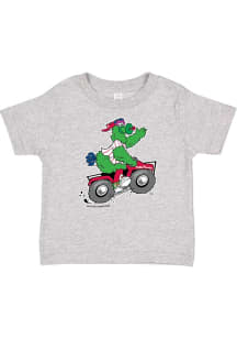 Phillie Phanatic  Soft As A Grape Philadelphia Phillies Toddler Grey Driving Phanatic Short Sleeve..