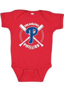 Philadelphia Phillies Baby Red Crossed Bats Short Sleeve One Piece
