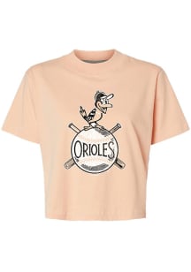 Baltimore Orioles Womens Orange Boxy Short Sleeve T-Shirt