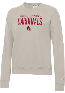Champion Ball State Cardinals Womens Oatmeal Stacked Powerblend Crew Sweatshirt