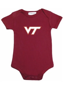Virginia Tech Hokies Baby Maroon Primary Team Logo Short Sleeve One Piece