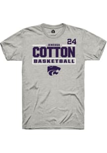 Jenessa Cotton K-State Wildcats Ash NIL Stacked Box Short Sleeve Player T Shirt