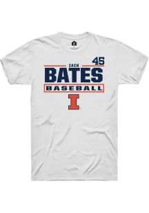Zach Bates Illinois Fighting Illini White NIL Stacked Box Short Sleeve Player T Shirt