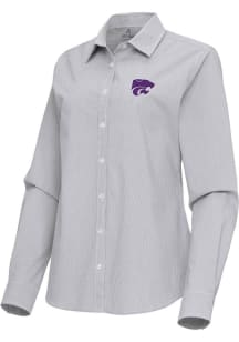 Antigua K-State Wildcats Womens Porter Long Sleeve Ash Dress Shirt