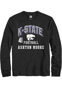 Ashton Moore K-State Wildcats Black Football NIL Arch Logo Long Sleeve Player T Shirt