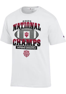 Champion Indiana Hoosiers White 2025 CFP National Champions Short Sleeve T Shirt